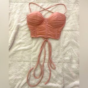 Windsor Light Pink Lace Up Bustier